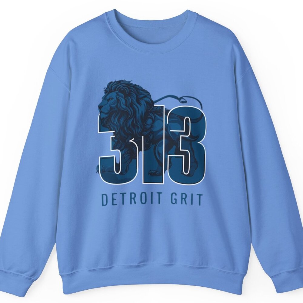 Detroit Lions Detroit Grit 313 Football Crewneck Sweatshirt Sizes 2x 3x 4x